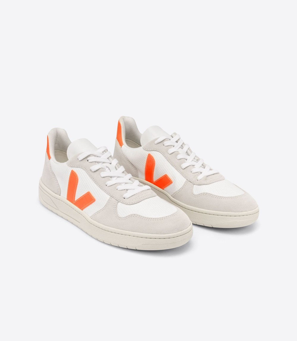 Veja Sneakers Mens - V-10 B-mesh - White/Beige/Orange - 3671ZDGKO